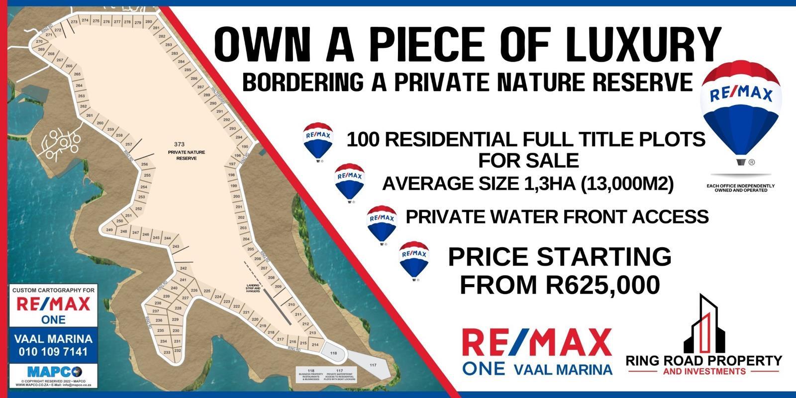 1.2 ha Land available in Vaal Marina