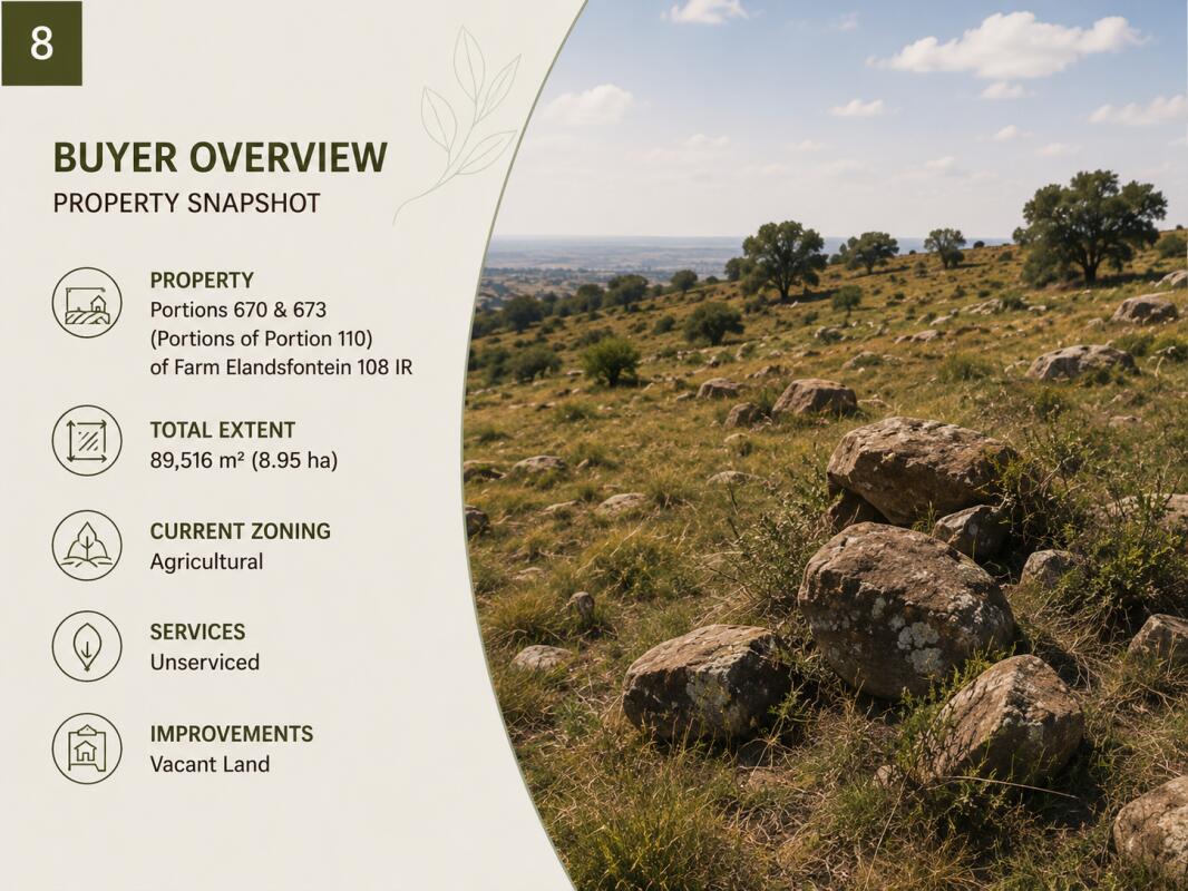 8.5 ha Land available in South Crest